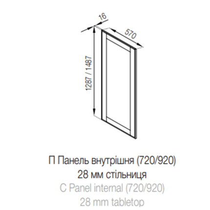 П Панель внутр. (920) 28мм стол-ца Доминика СМ